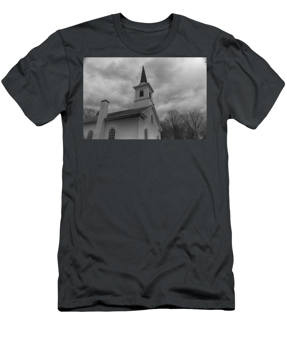 Waterloo Village T-Shirt featuring the photograph Waterloo United Methodist Church - Detail by Christopher Lotito
