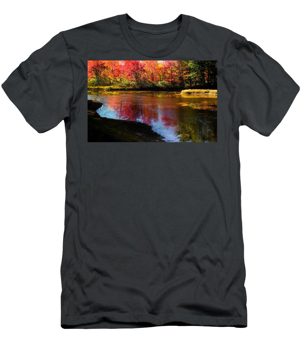 Maine Waterscapes T-Shirt featuring the photograph When Autumn Flows by Karen Wiles