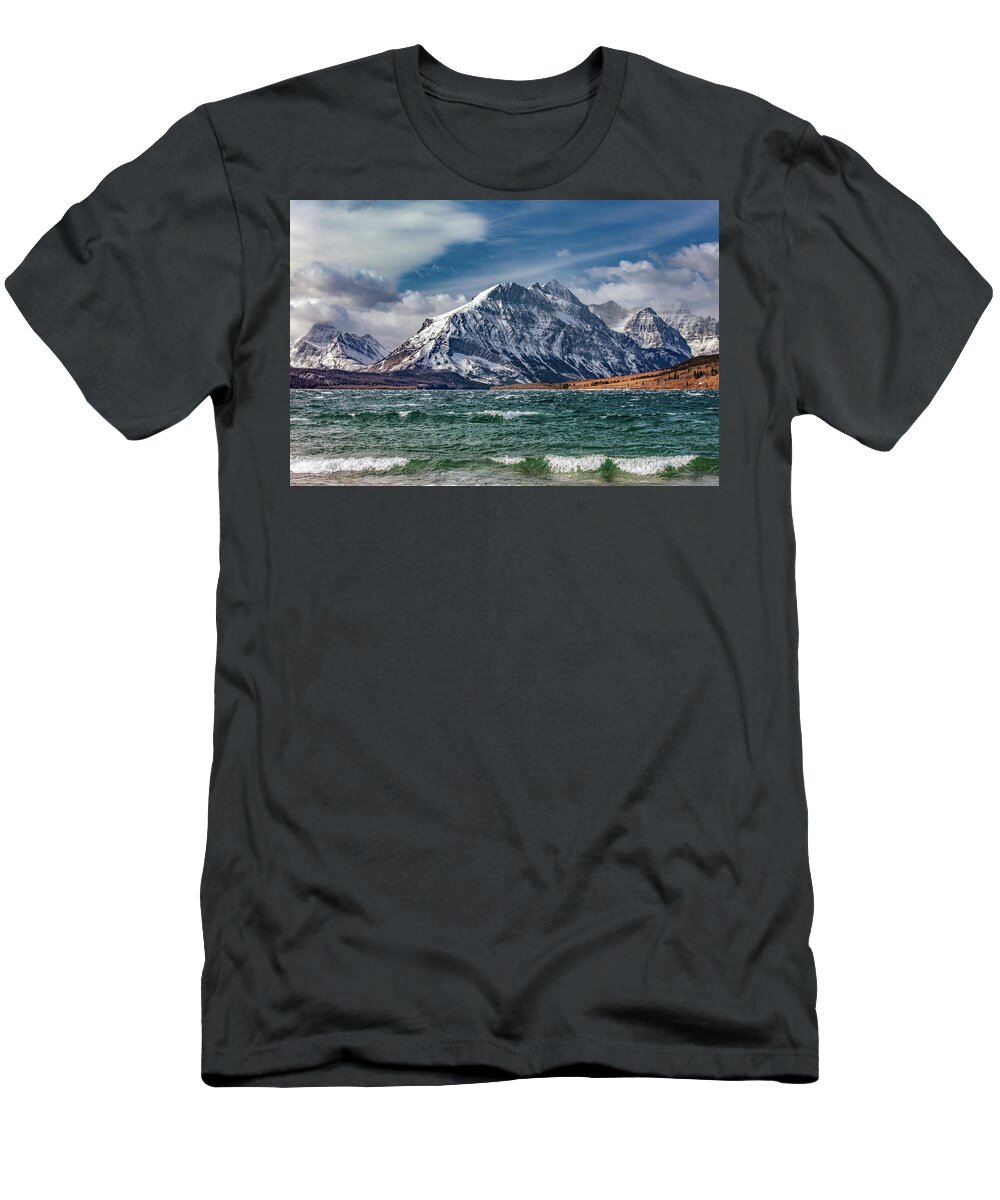 Glacier National Park T-Shirt featuring the photograph White Caps at Glacier by Todd Klassy