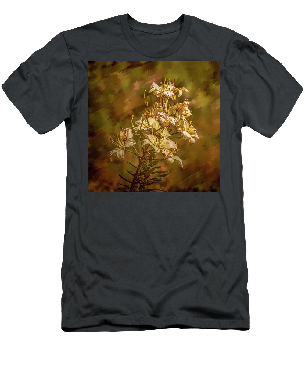 White Lilies Aug T-Shirt featuring the photograph White Lilies Aug- by Leif Sohlman