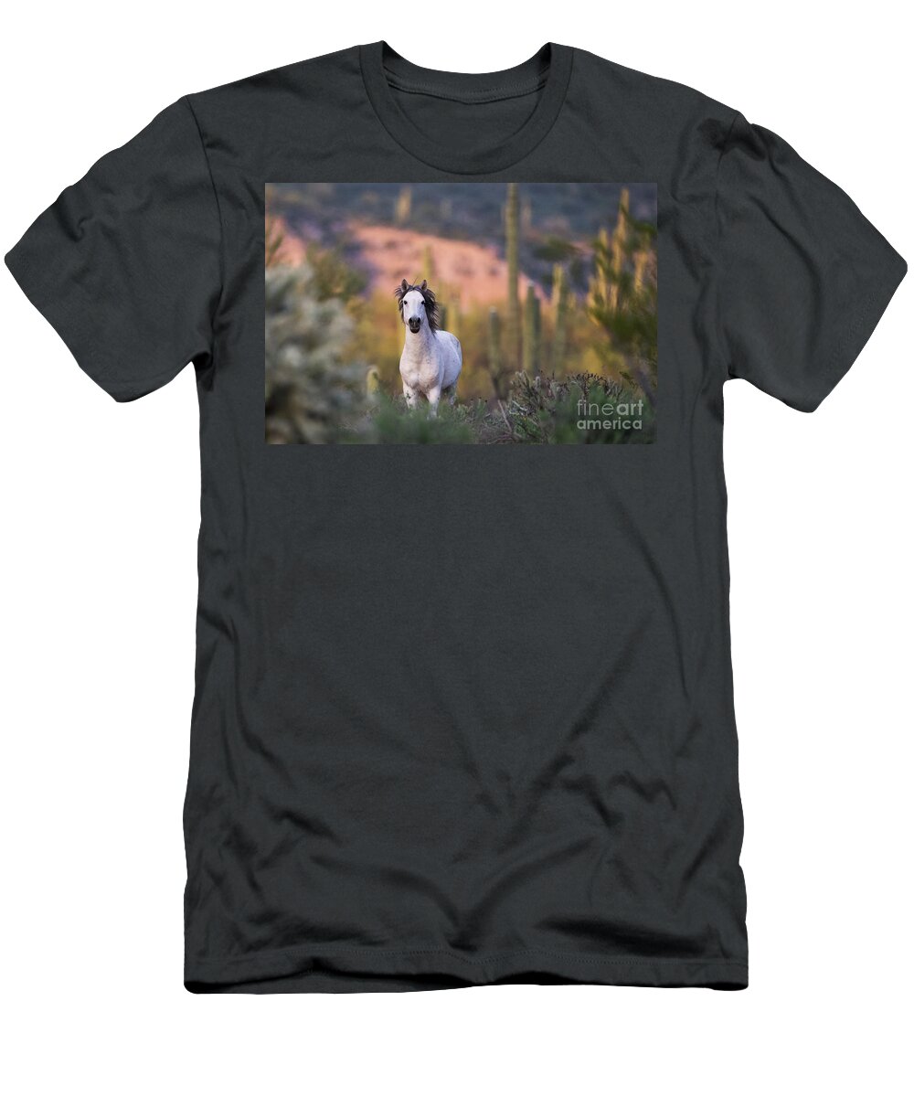 Stallion T-Shirt featuring the photograph White Stallion by Shannon Hastings