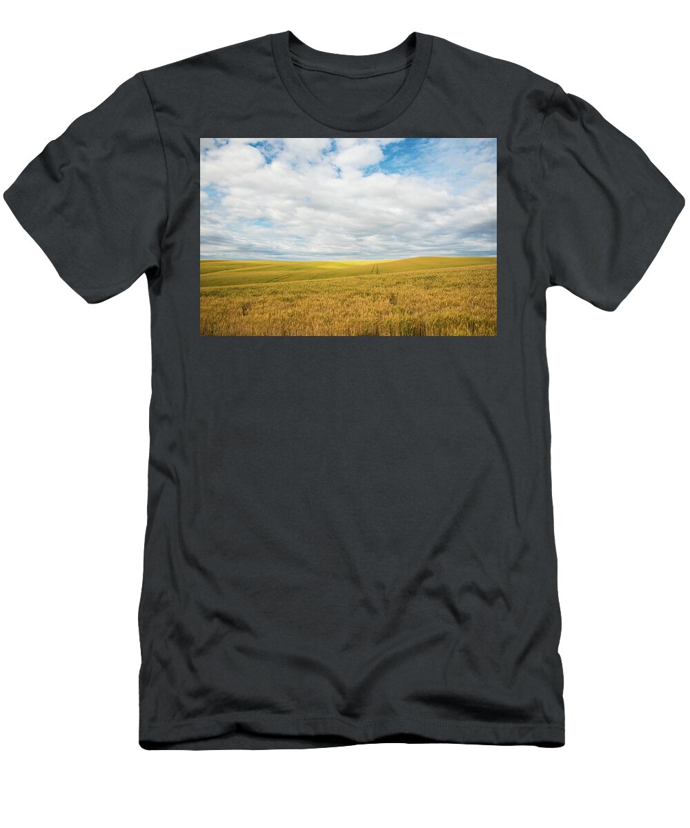 Wide Sky Rolling Wheat T-Shirt featuring the photograph Wide Sky Rolling Wheat by Tom Cochran