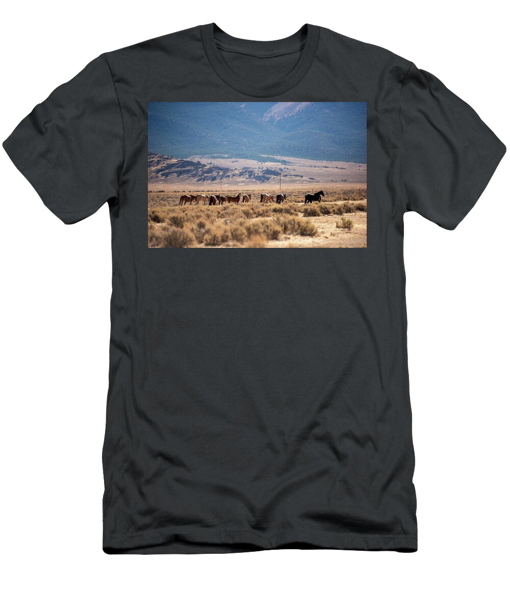 Wild Horses T-Shirt featuring the photograph Wild Horses by Aileen Savage