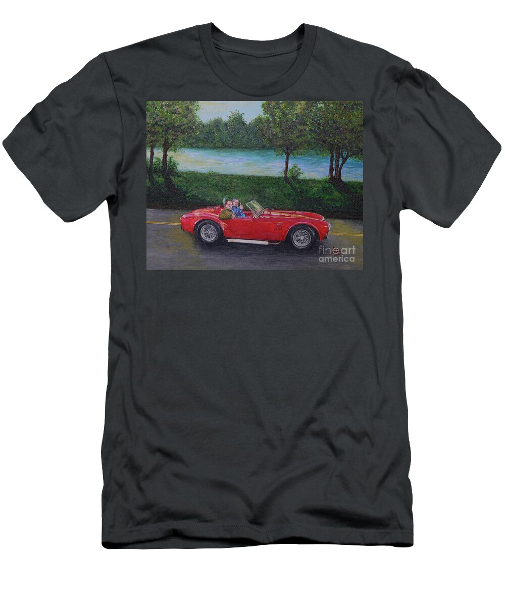 Red T-Shirt featuring the painting Wild Red Cobra Ride by Aicy Karbstein