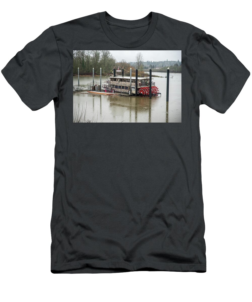 Willamette Queen On A Rainy Day T-Shirt featuring the photograph Willamette Queen on a Rainy Day by Tom Cochran