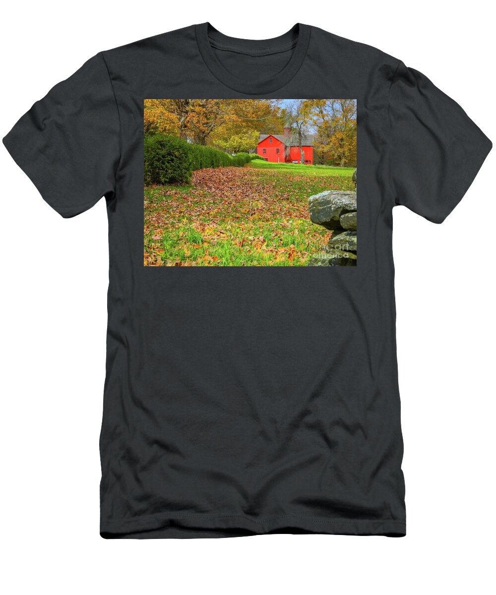 Rock Wall T-Shirt featuring the photograph William Cullen Bryant Barn by Jim Gillen