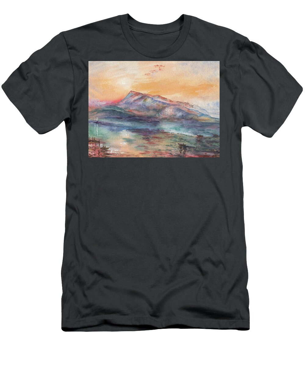 Mountain T-Shirt featuring the painting William Turner Mount Rigi Watercolor Study by Irina Sztukowski