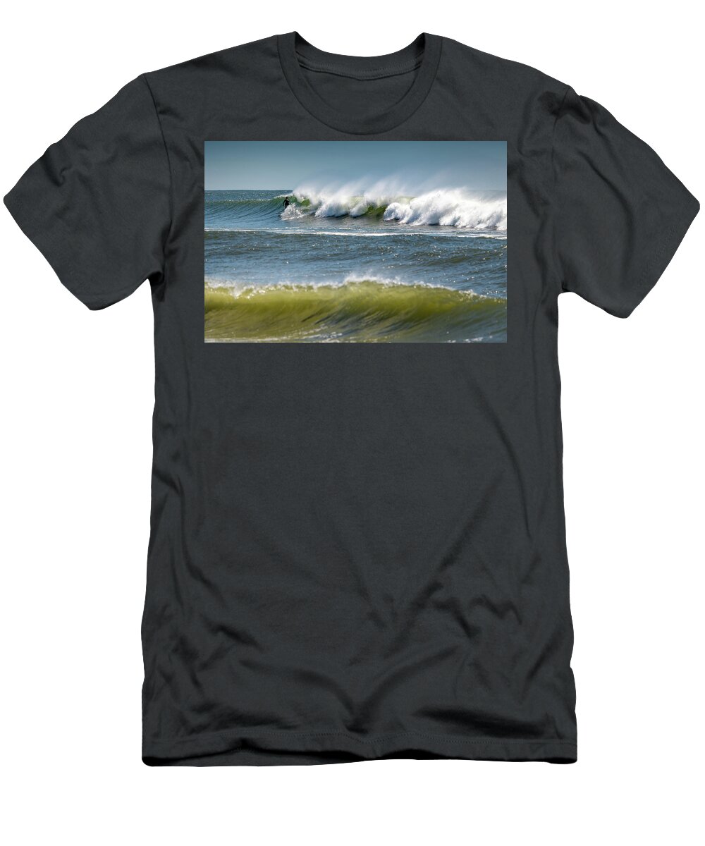 Beach T-Shirt featuring the photograph Windy Waves Surfer by John Randazzo