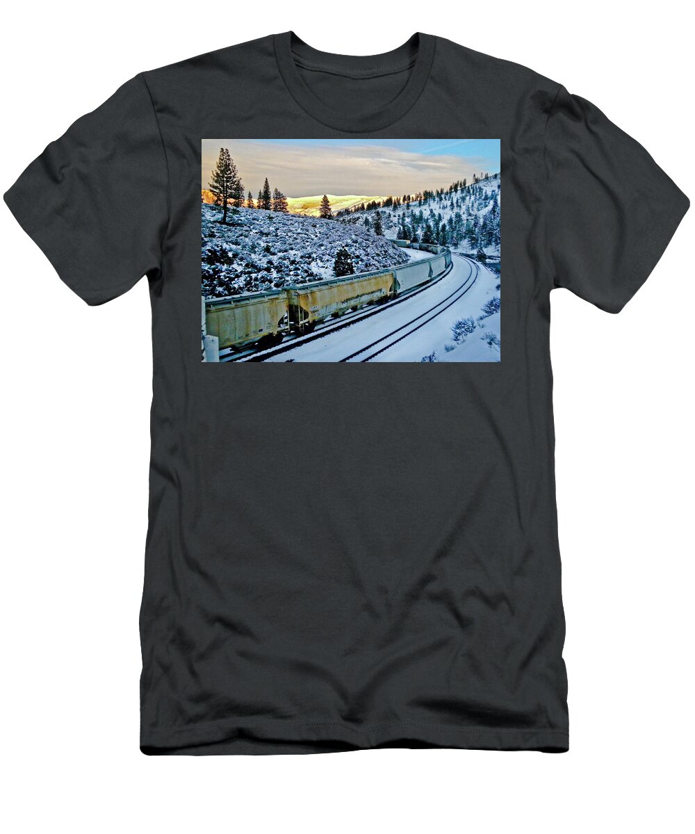 Winter Train T-Shirt featuring the photograph Winter Train by Neil Pankler