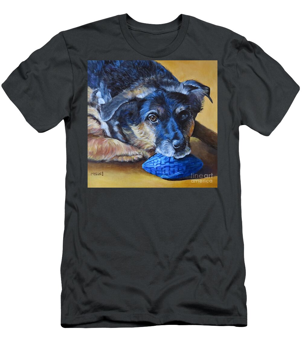 Dog T-Shirt featuring the painting Wishful Luke by Marilyn McNish