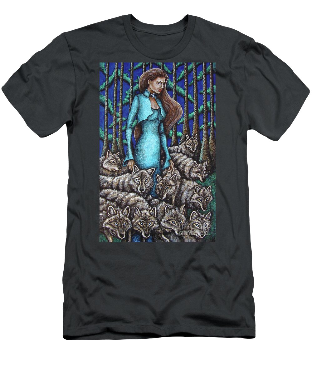 Animal T-Shirt featuring the painting Wolf Pack by Amy E Fraser