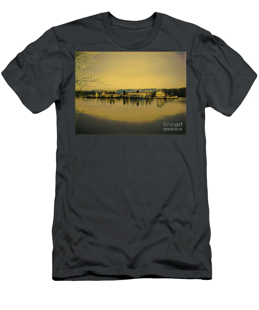 Mississippi River T-Shirt featuring the painting Work Barge by Marilyn Smith