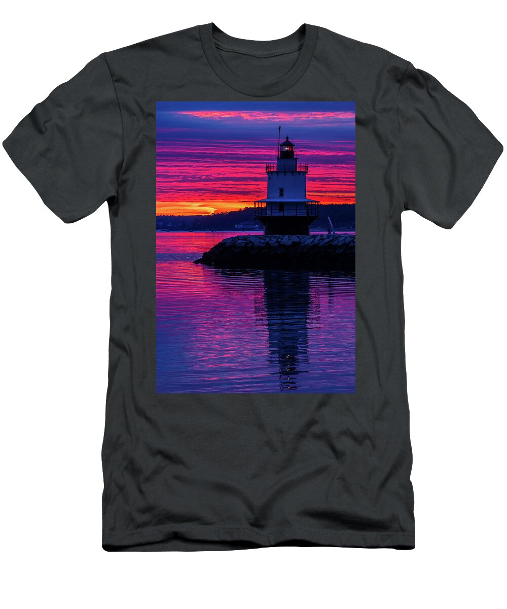 Spring Point Ledge Lighthouse T-Shirt featuring the photograph WOW Sunrise by Darryl Hendricks