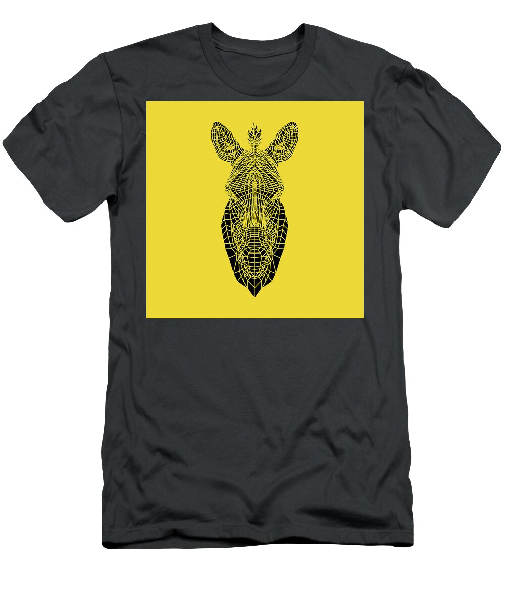 Zebra T-Shirt featuring the digital art Yellow Zebra by Naxart Studio