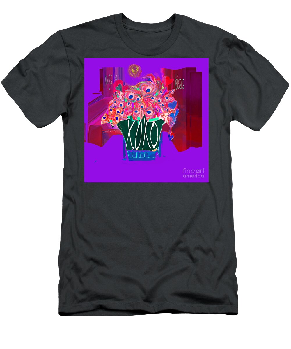 Square T-Shirt featuring the digital art Yes a Bouquet of Hugs and Kisses by Zsanan Studio