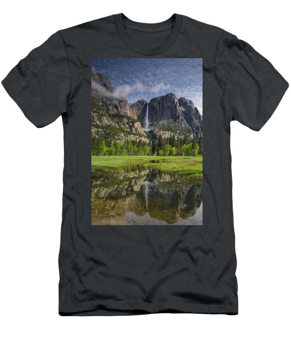 Jeff Foott T-Shirt featuring the photograph Yosemite Falls Reflection by Jeff Foott
