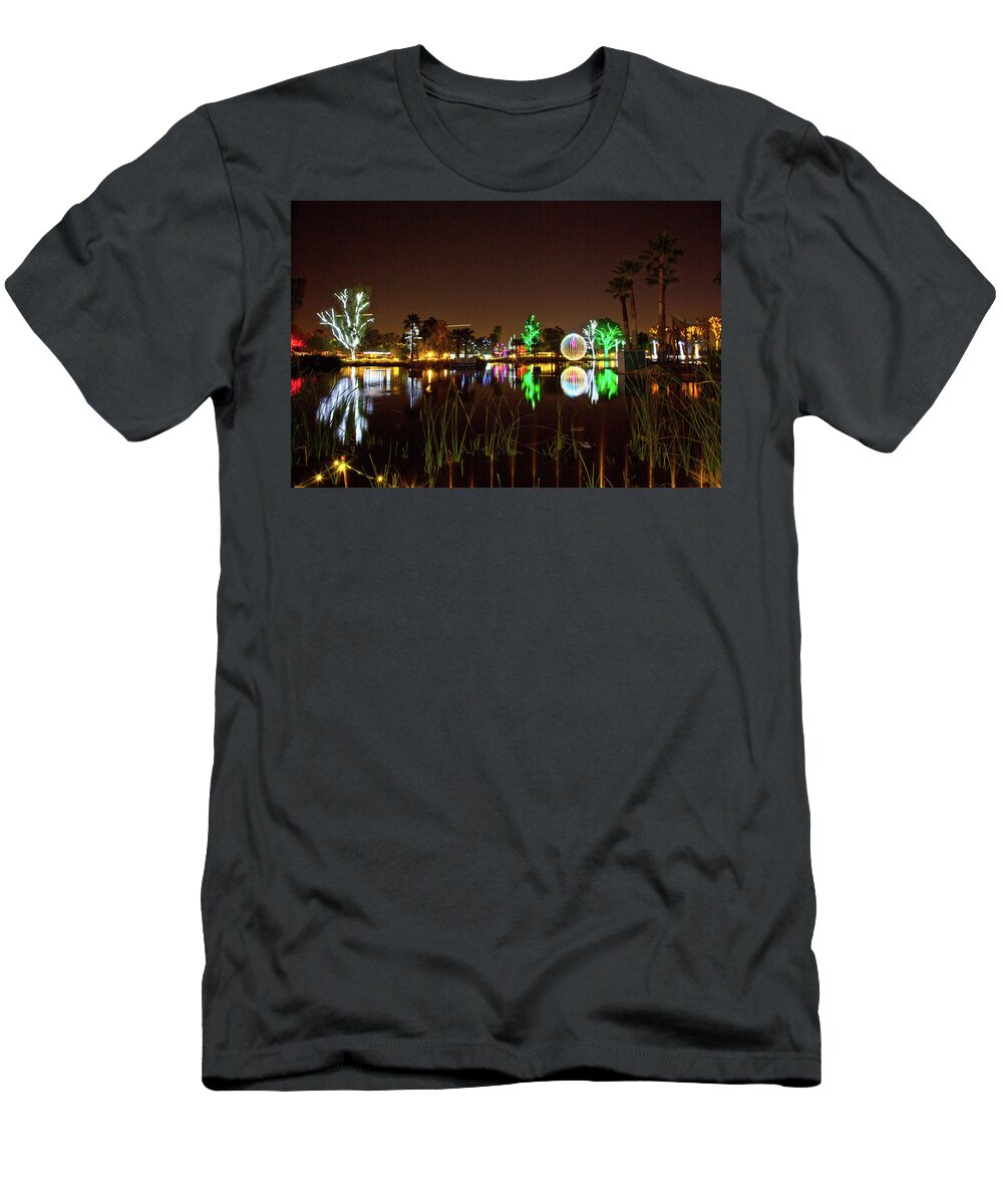  T-Shirt featuring the photograph Zoo Lights Reflection by Catherine Walters