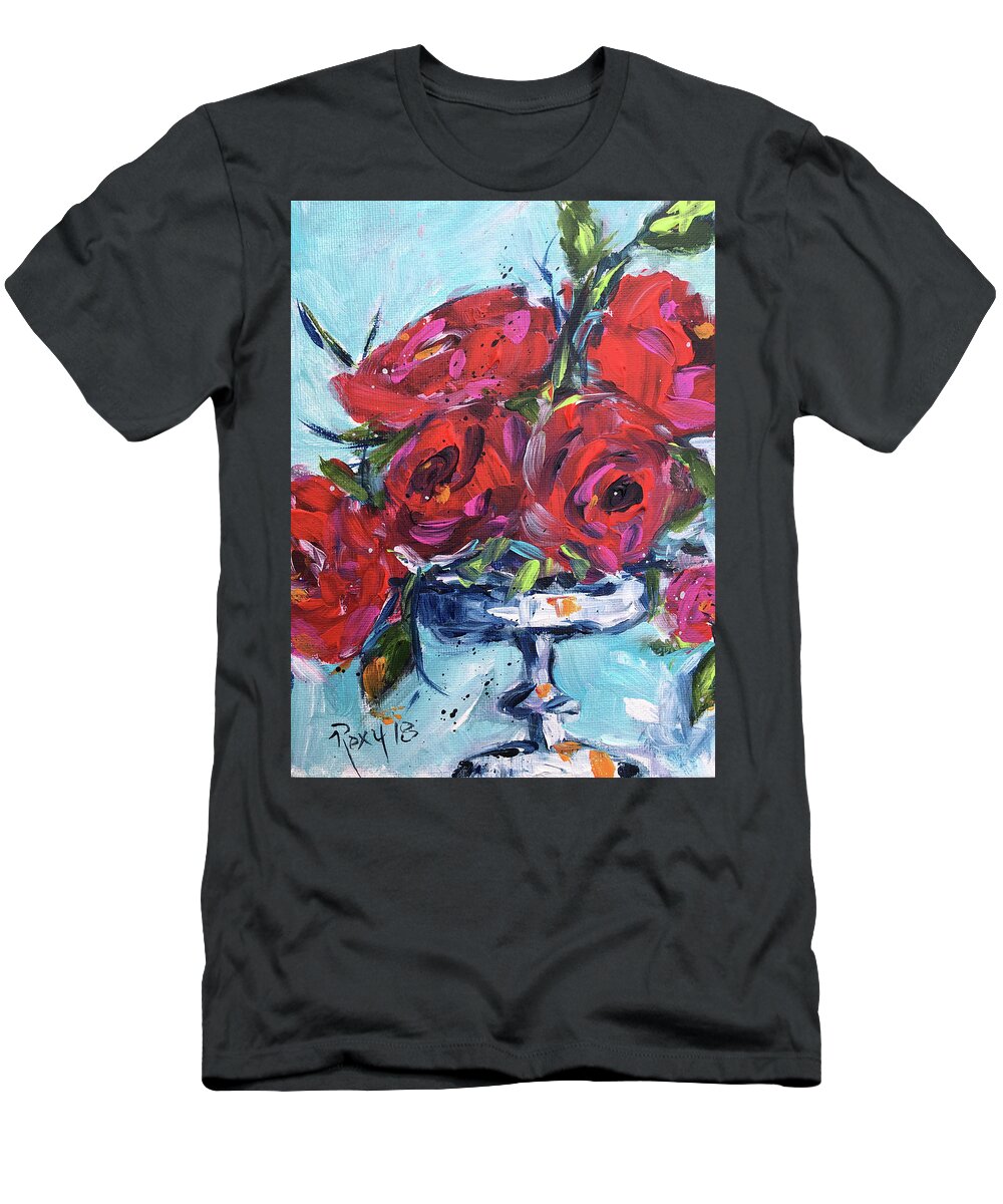 Roses T-Shirt featuring the painting Afternoon Roses #1 by Roxy Rich