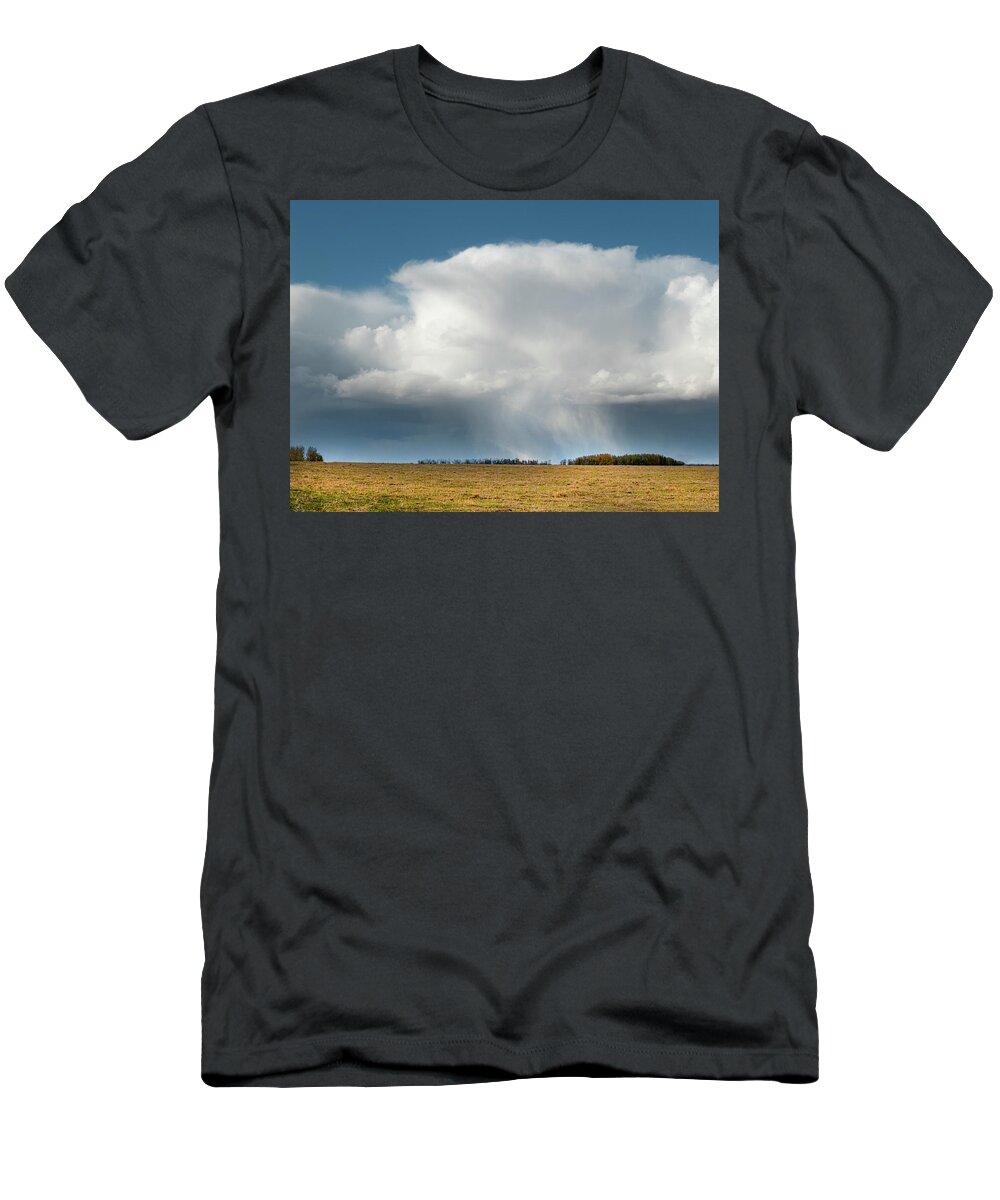 Storm T-Shirt featuring the photograph Alberta prairie storm by Karen Rispin