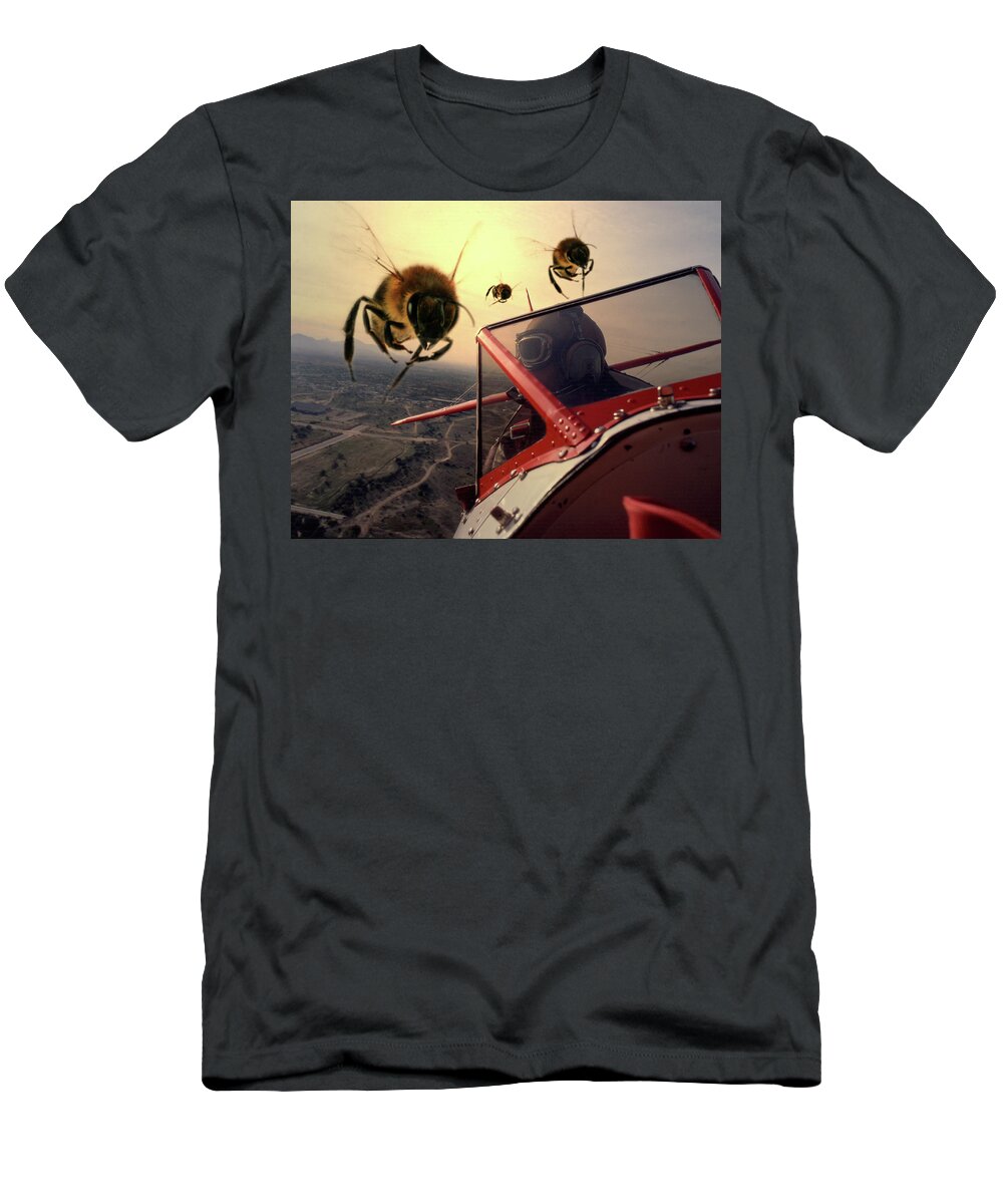 Fantasy T-Shirt featuring the photograph Bee Attack 2 by Jim Painter