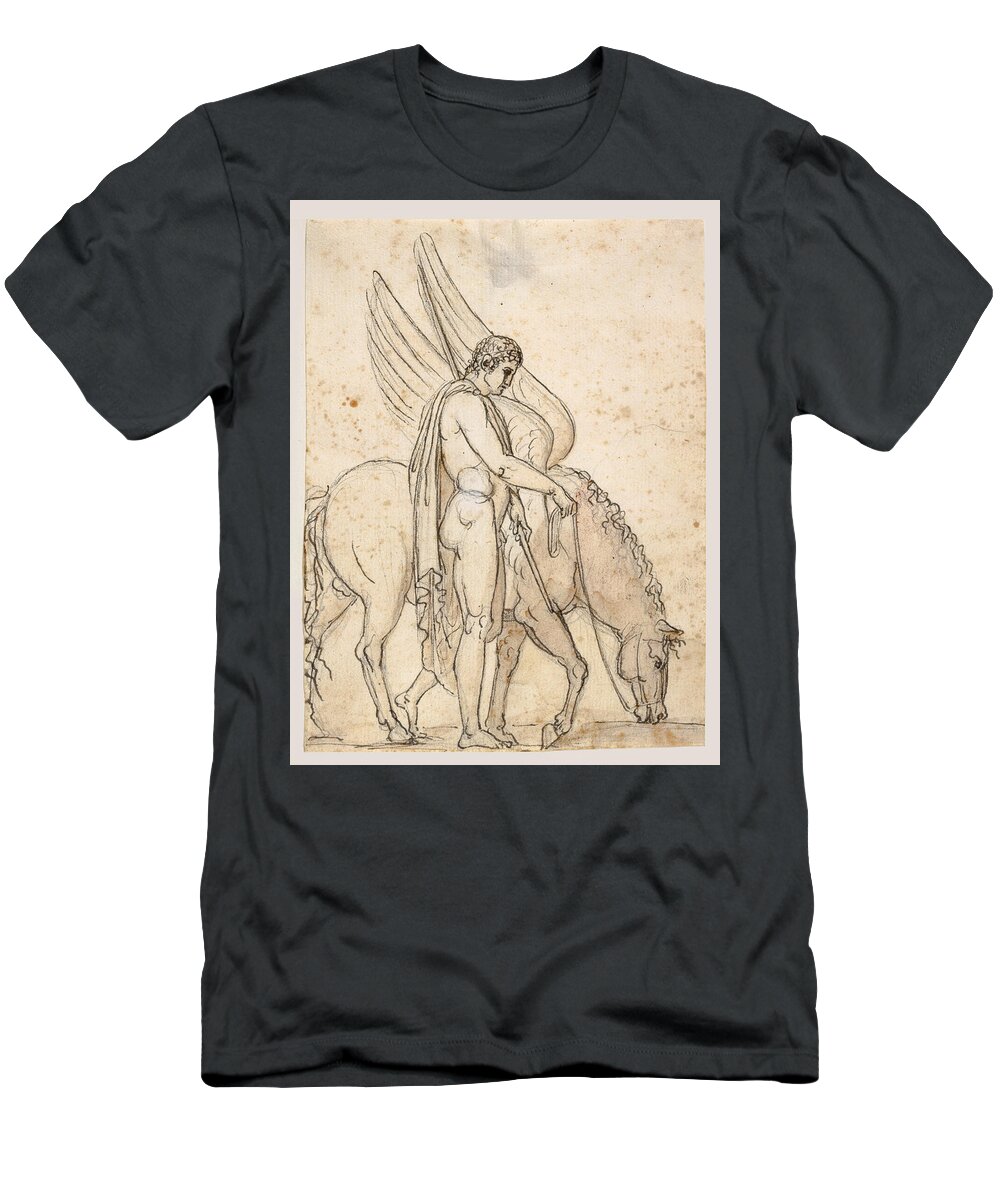Bertel Thorvaldsen T-Shirt featuring the drawing Bellerophon and Pegasus by Bertel Thorvaldsen