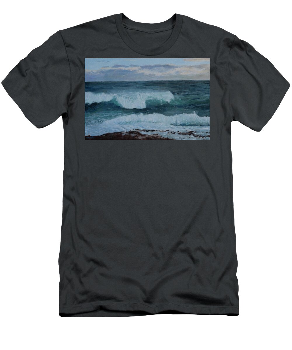 Sea T-Shirt featuring the painting Blue Water #1 by Masami IIDA