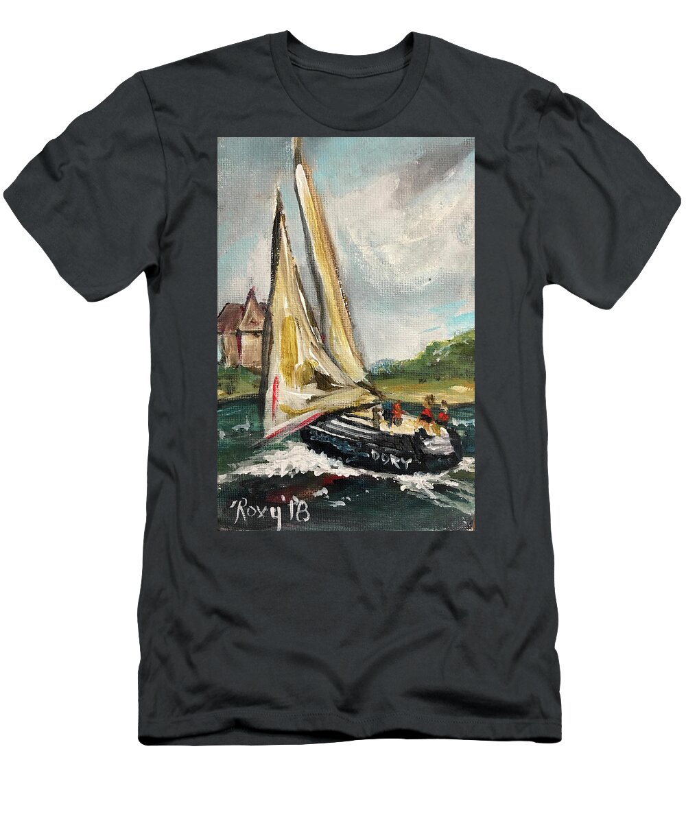 Cape Cod T-Shirt featuring the painting Cape Sailing by Roxy Rich