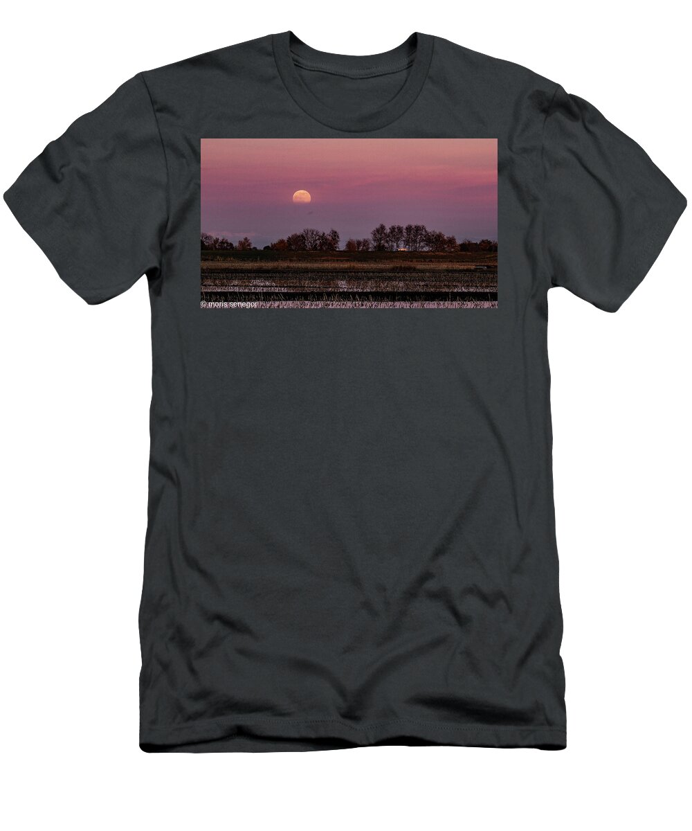 Moon T-Shirt featuring the photograph Central Valley Moon Rise #1 by Moris Senegor