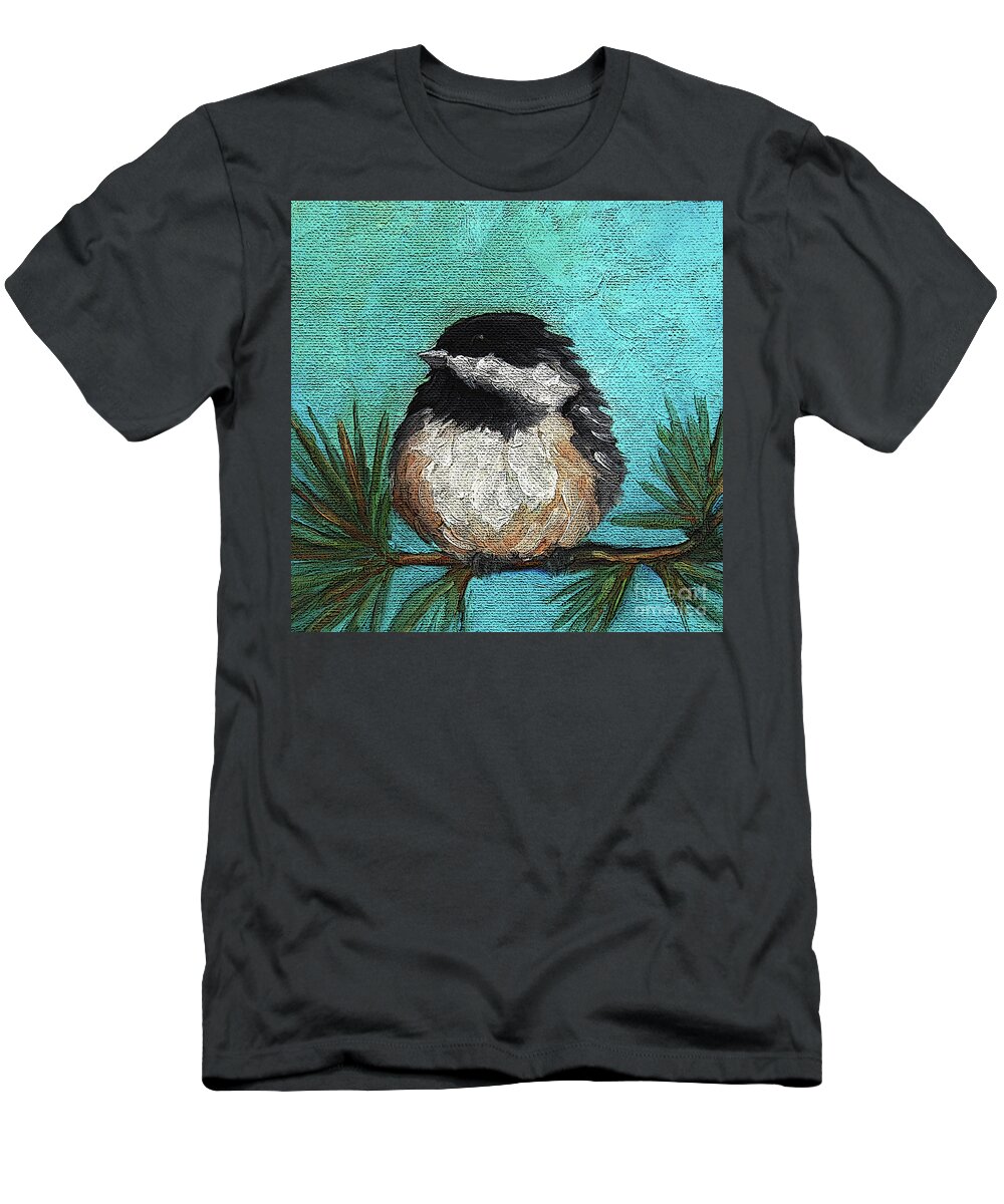 Bird Image T-Shirt featuring the painting 1 Chickadee by Victoria Page