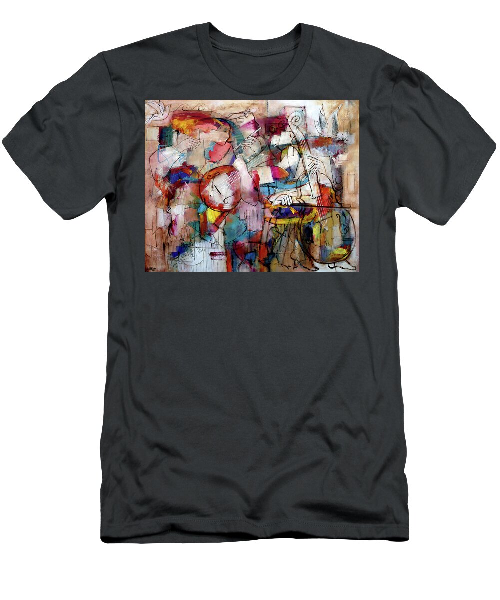 Music T-Shirt featuring the painting Chorus For Creation #1 by Jim Stallings