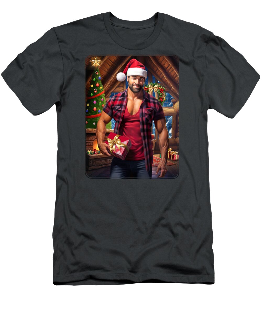 Christmas T-Shirt featuring the digital art Christmas gay card 3 Christmas- greeting card #1 by Mark Ashkenazi