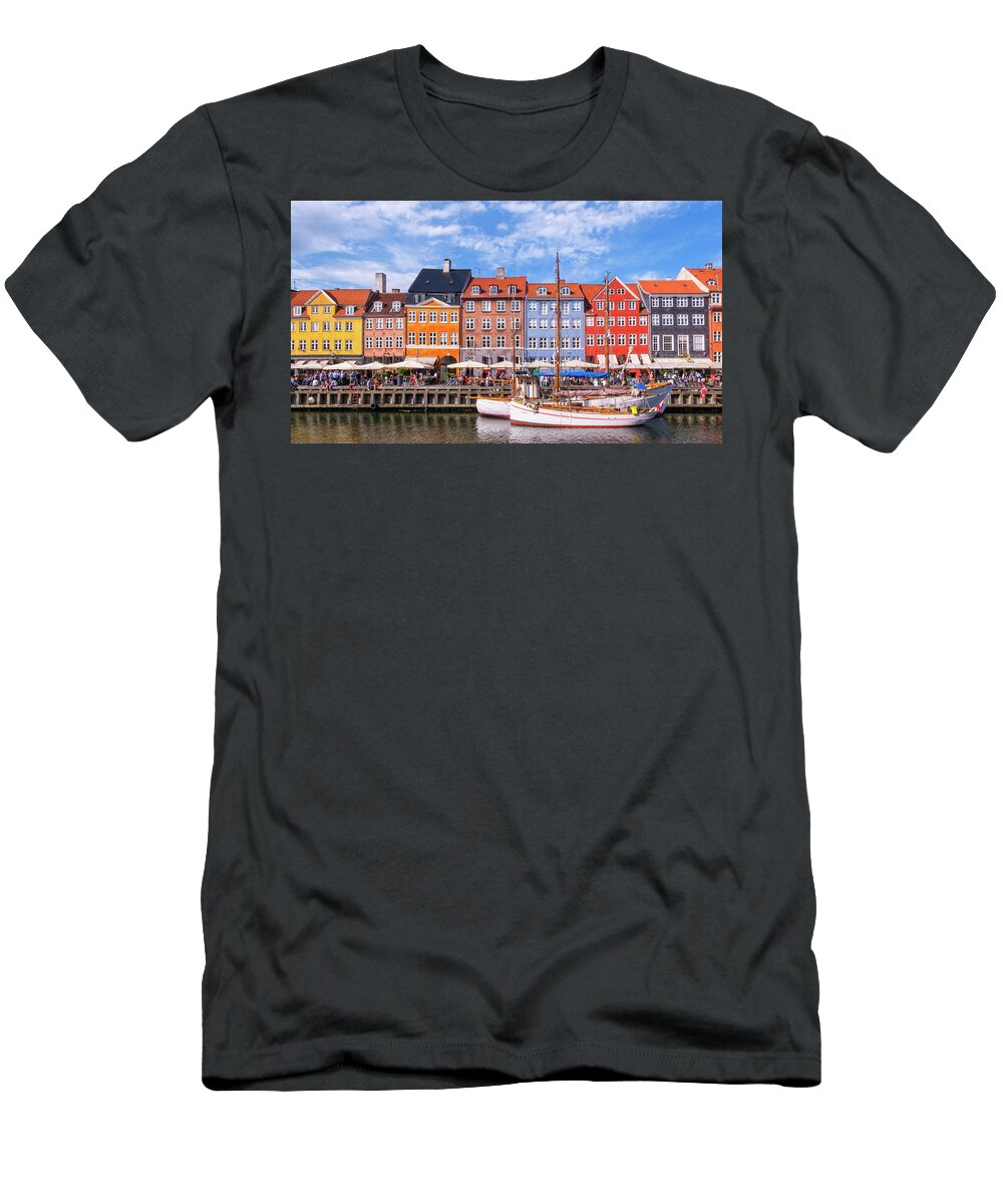 Nordic T-Shirt featuring the photograph Colorful buildings of Nyhavn in Copenhagen, Denmark #9 by Elenarts - Elena Duvernay photo