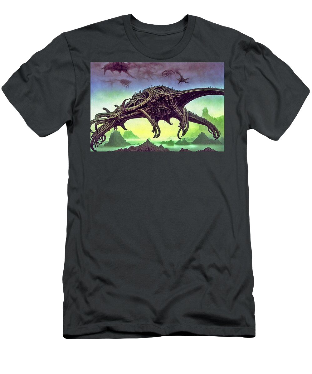 Deep Dream T-Shirt featuring the digital art Cthulhu Warthog Over Mordor #1 by Otto Rapp
