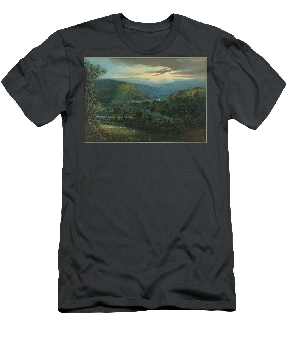 William Turner Of Oxford T-Shirt featuring the drawing Dawn in the Valleys of Devon #1 by William Turner of Oxford