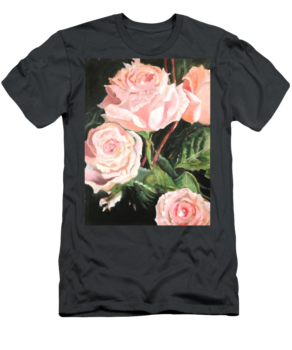 Pink Roses T-Shirt featuring the painting Elegant Dancer by Juliette Becker