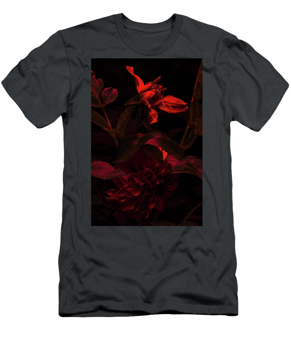 Red T-Shirt featuring the photograph Falling Slowly Into Red by Cynthia Dickinson