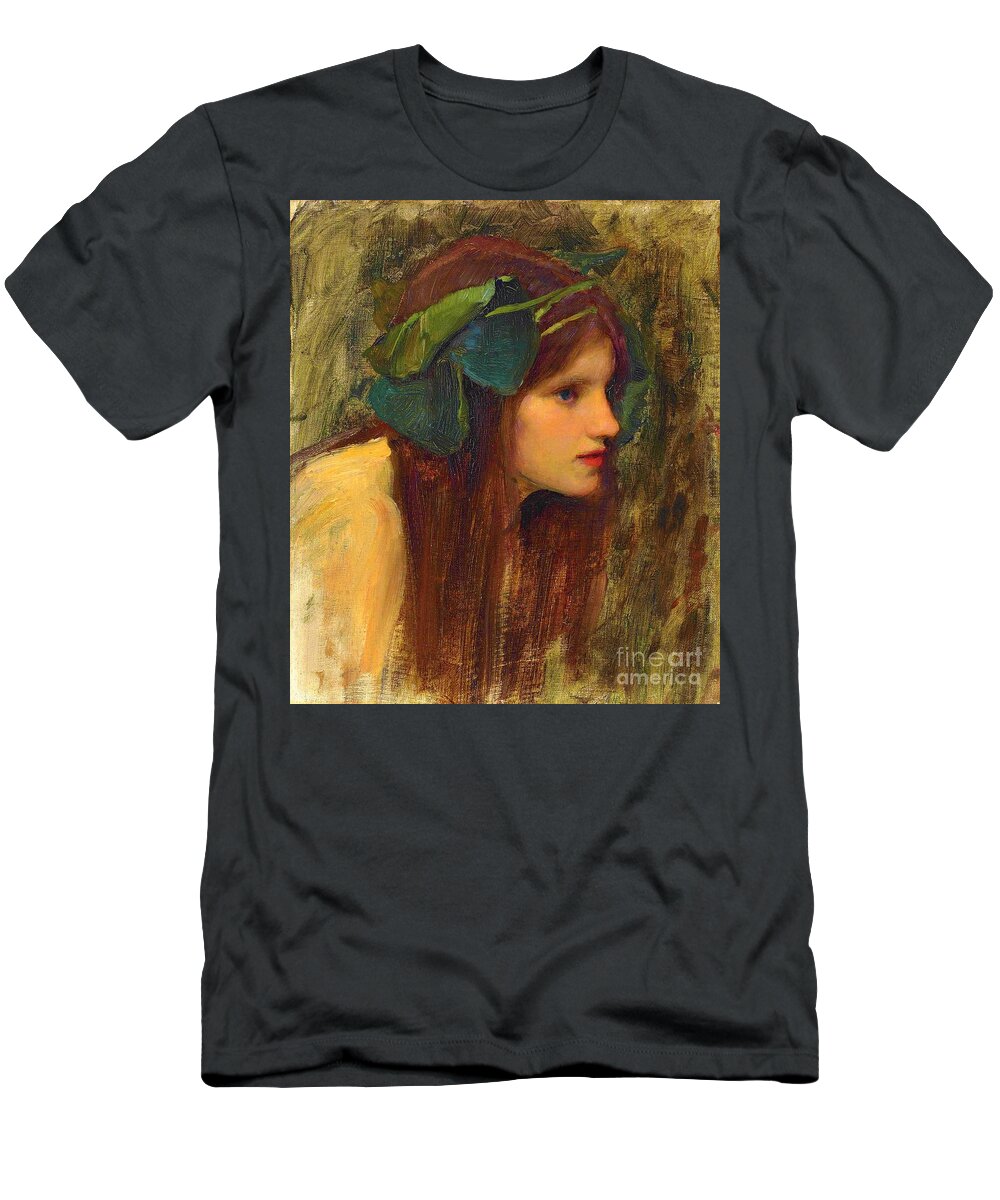 John William Waterhouse T-Shirt featuring the painting Female head study for A Naiad #1 by John William Waterhouse