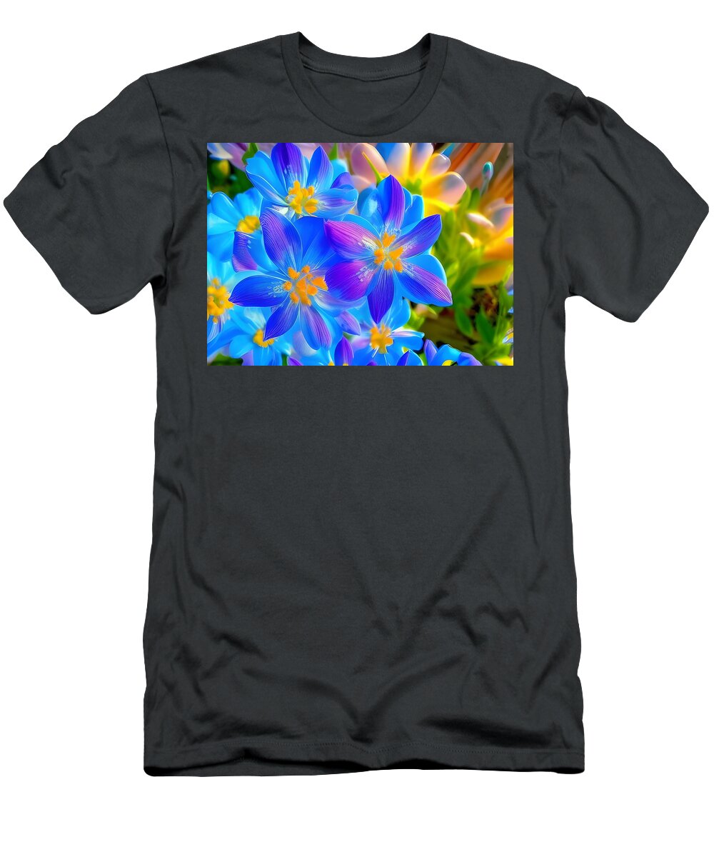 Digital T-Shirt featuring the digital art Flower Blues by Beverly Read