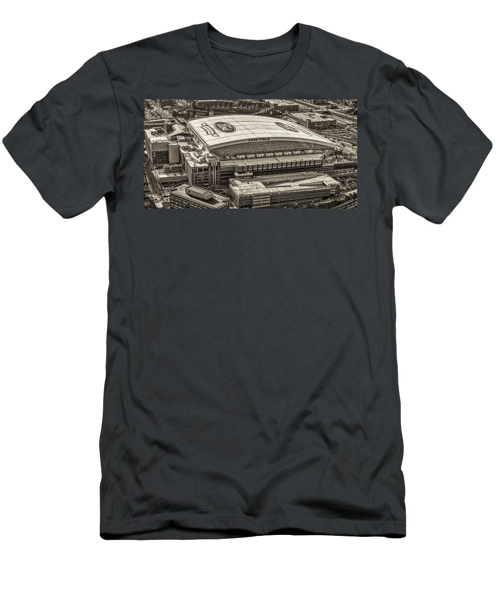 Ford Field T-Shirt featuring the photograph Ford Field - Home of the Detroit Lions #1 by Mountain Dreams