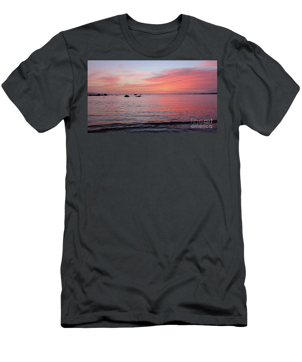 Sunset Furbo Galway Ireland Wildatlanticway Photography Galway-bay Clouds Sky Ocean Beach Prints T-Shirt featuring the photograph Furbo beach sunset #1 by Peter Skelton