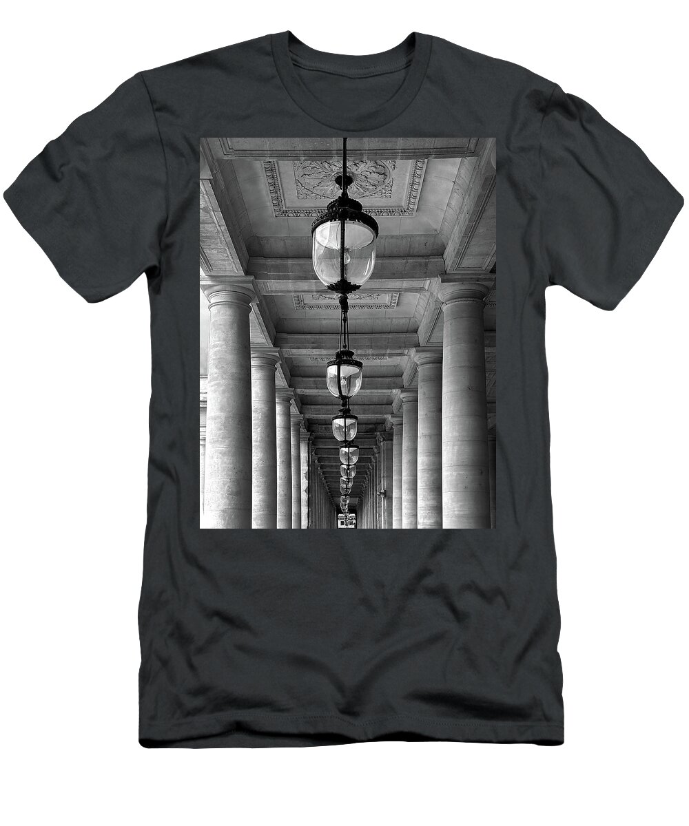 Black And White T-Shirt featuring the photograph Hallway of Lights #1 by Dave Mills