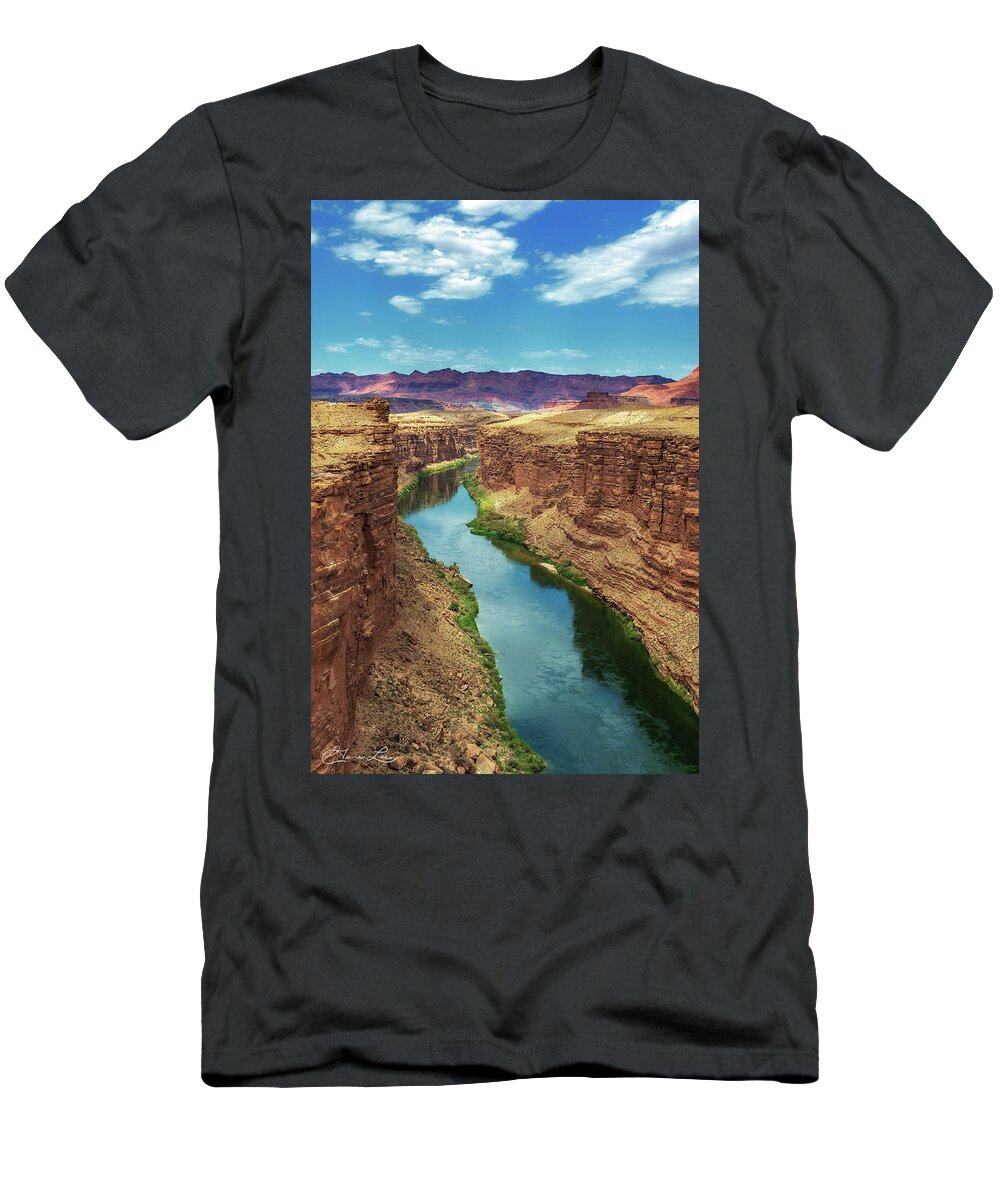 Headwaters Grand Canyon Lee's Ferry River Arizona Landscape Fstop101 Water Blue Clouds Sky T-Shirt featuring the photograph Headwaters of the Grand Canyon #2 by Geno Lee