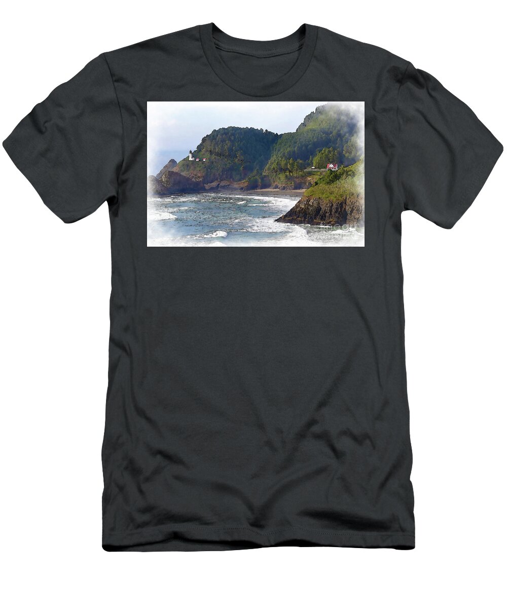 Heceda-head T-Shirt featuring the digital art Heceda Head Lighthouse Complex #1 by Kirt Tisdale