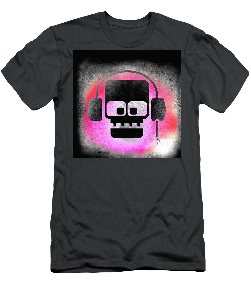 Vacuum Tubes T-Shirt featuring the digital art Headphone Skull by Milton Thompson