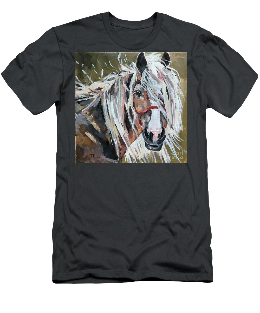 Horse Head T-Shirt featuring the painting Horse Head #1 by Maria Reichert
