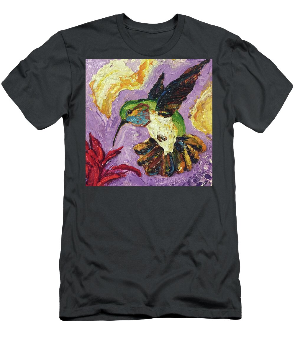 Hummingbird T-Shirt featuring the painting Hummingbird #2 by Paris Wyatt Llanso