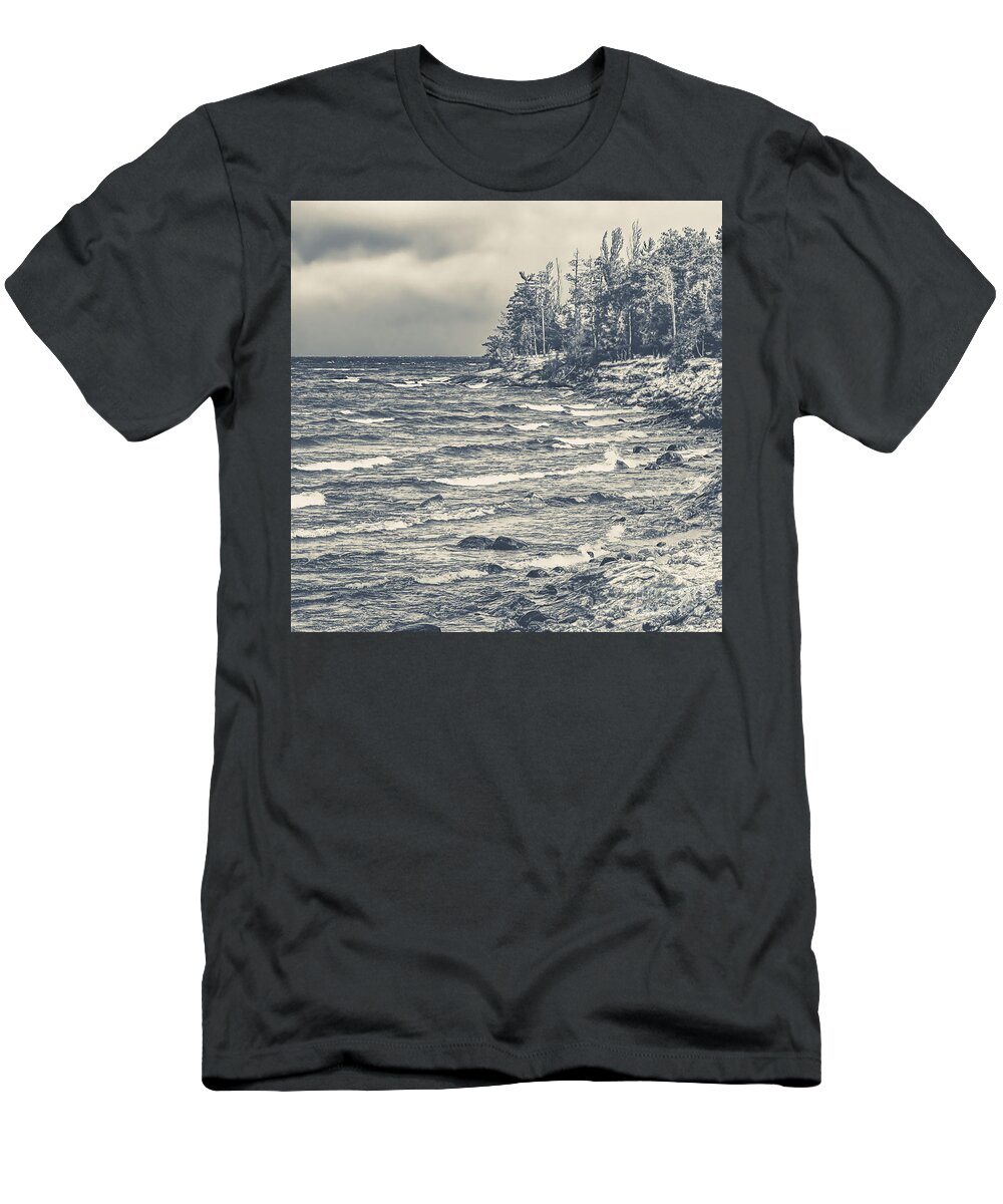 Presque Isle T-Shirt featuring the photograph Lake Superior by Phil Perkins