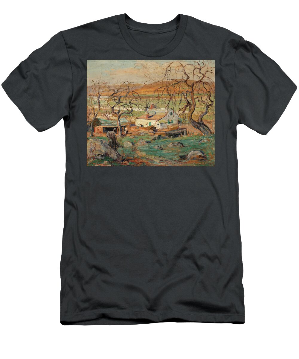 Ernest Lawson T-Shirt featuring the painting Landscape with Gnarled Trees by Ernest Lawson by Mango Art