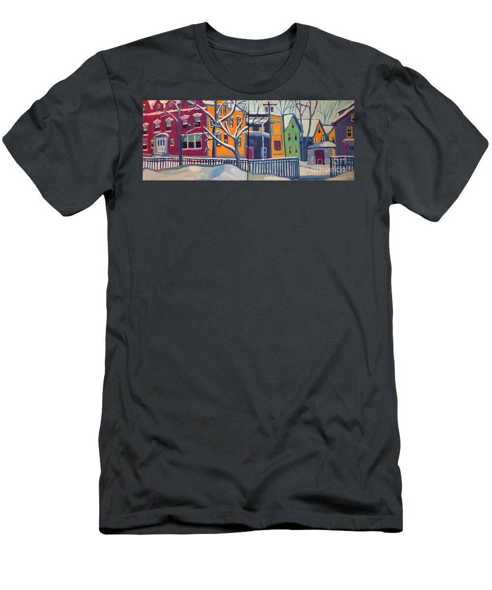 Landscape T-Shirt featuring the painting Lawrence Snowfall by Debra Bretton Robinson