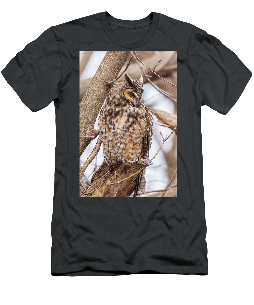 Long Eared Owl T-Shirt featuring the photograph Long Eared Owl #1 by Paul Schultz